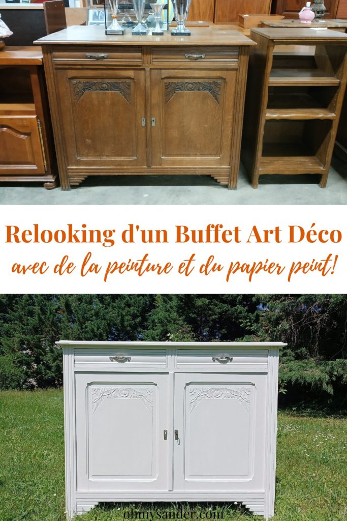 Buffet Art Déco Relooké Peint en Blanc Papier Peint Oh My Sander